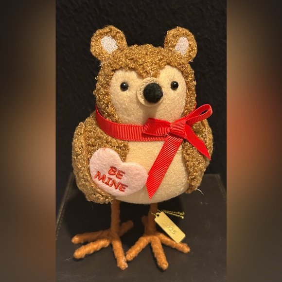 2025 Target Featherly Friends Valentine's Day "Buttons" Fabric Teddy Bear Bird - Picture 1 of 8